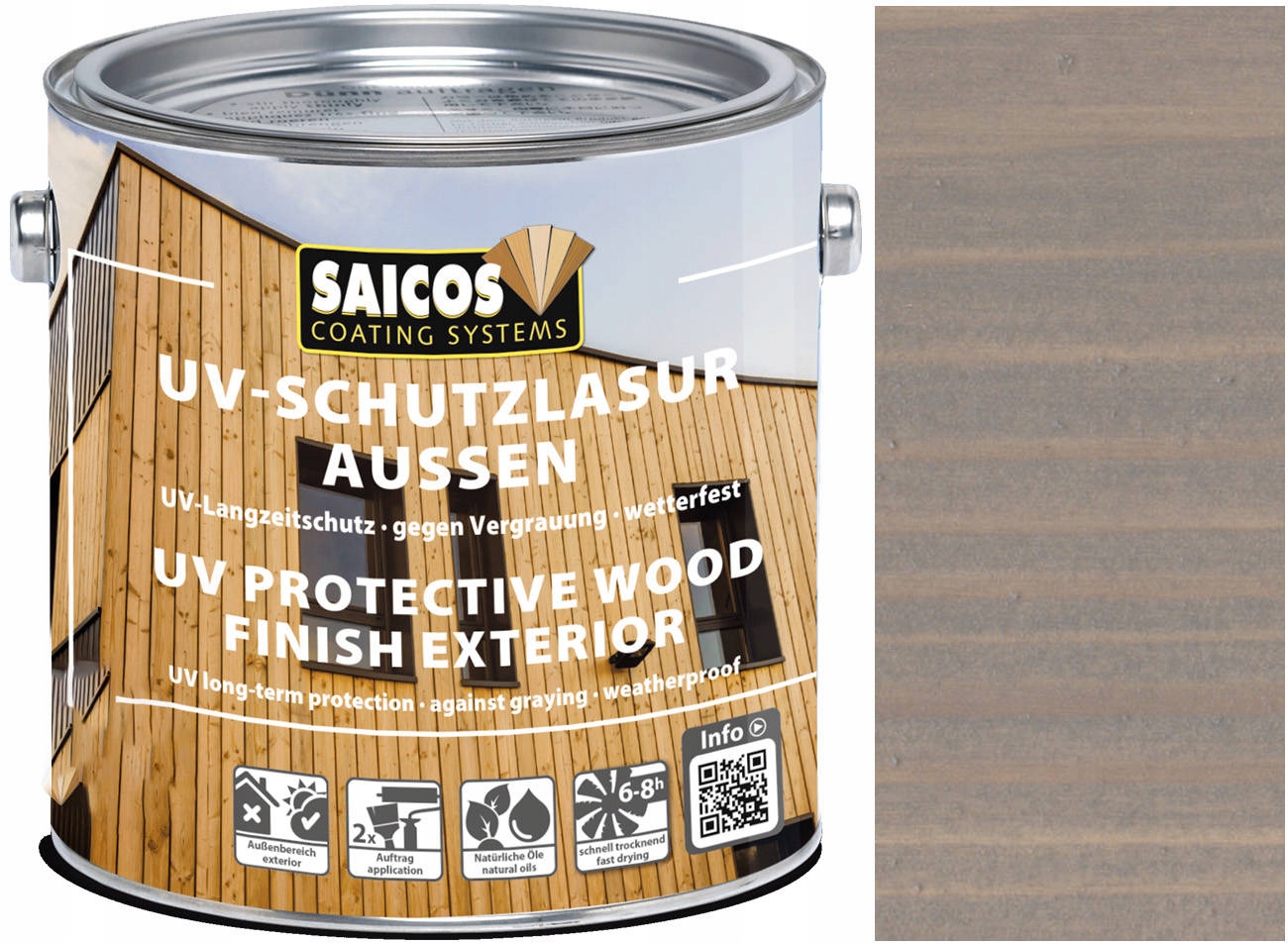 Saicos Lazura na dřevo Uv Šedá 1171 2,5L
