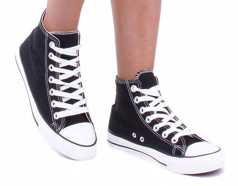 

1443 Wysokie Czarne Trampki Tenisówki 39