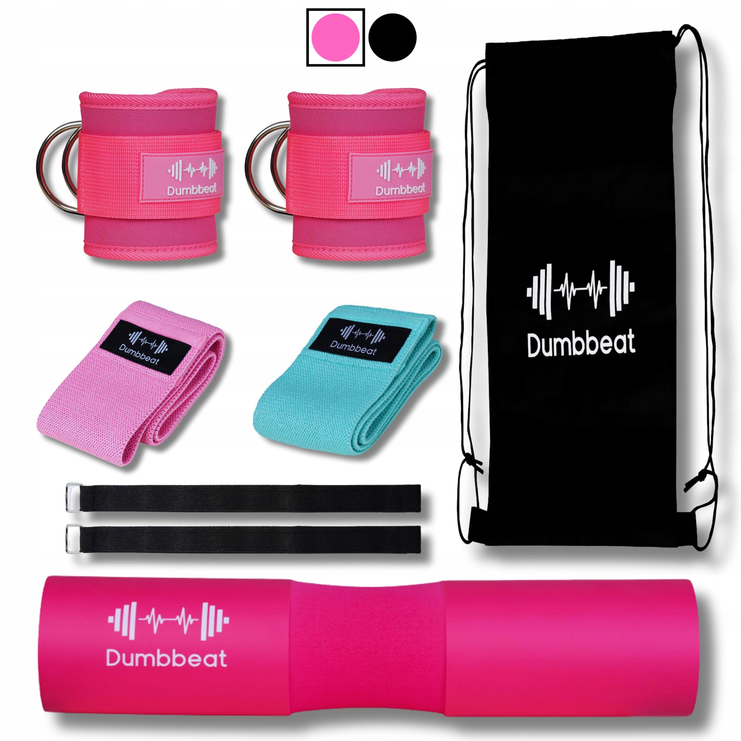 OCHRANIACZ PIANKA OSŁONA NA SZTANGĘ GRYF HIP TRUST+OPASKI TRENINGOWE TAŚMY