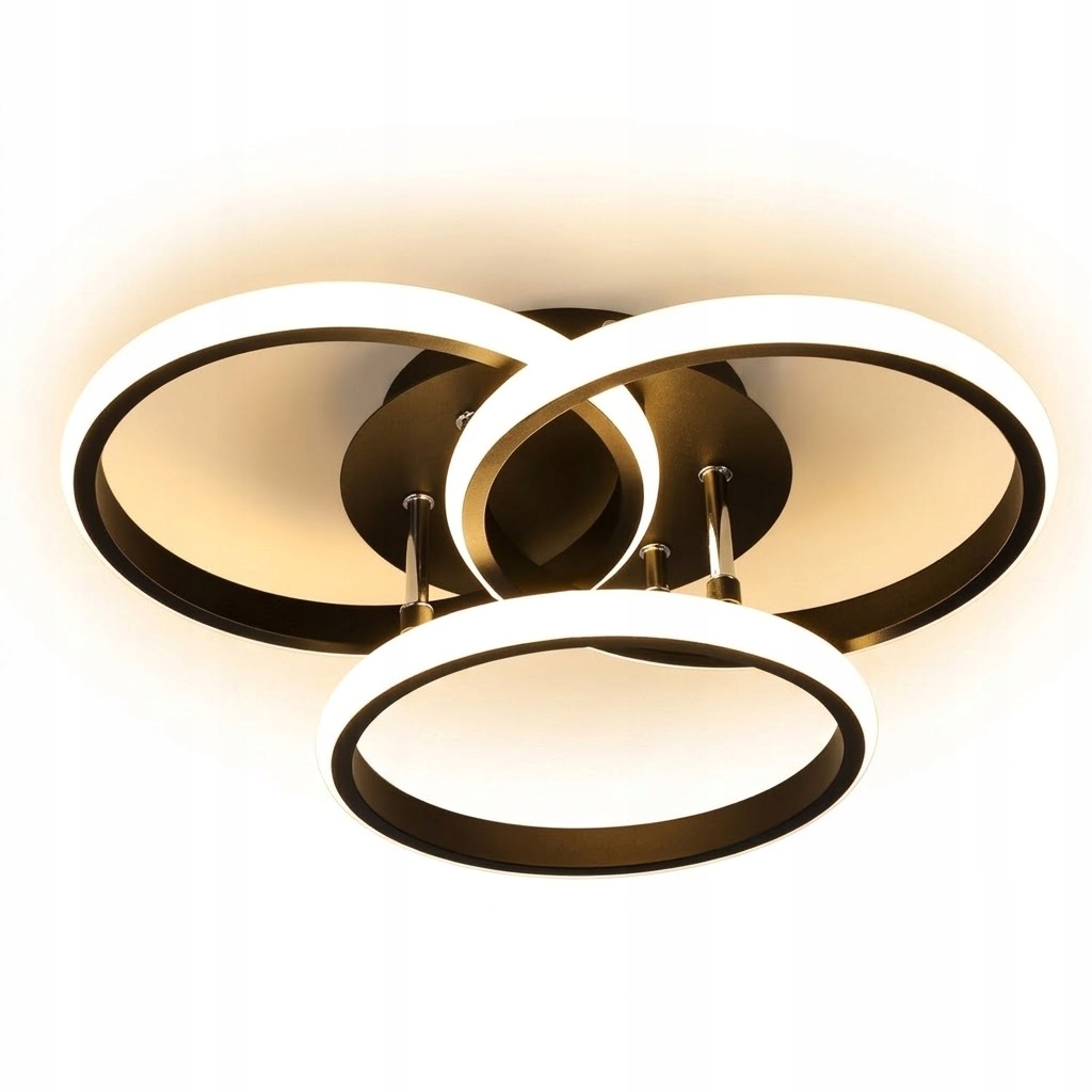 Lampa Sufitowa Led Nowoczesny Czarny Żyrandol Ring Do Pokoju 40W 3000K