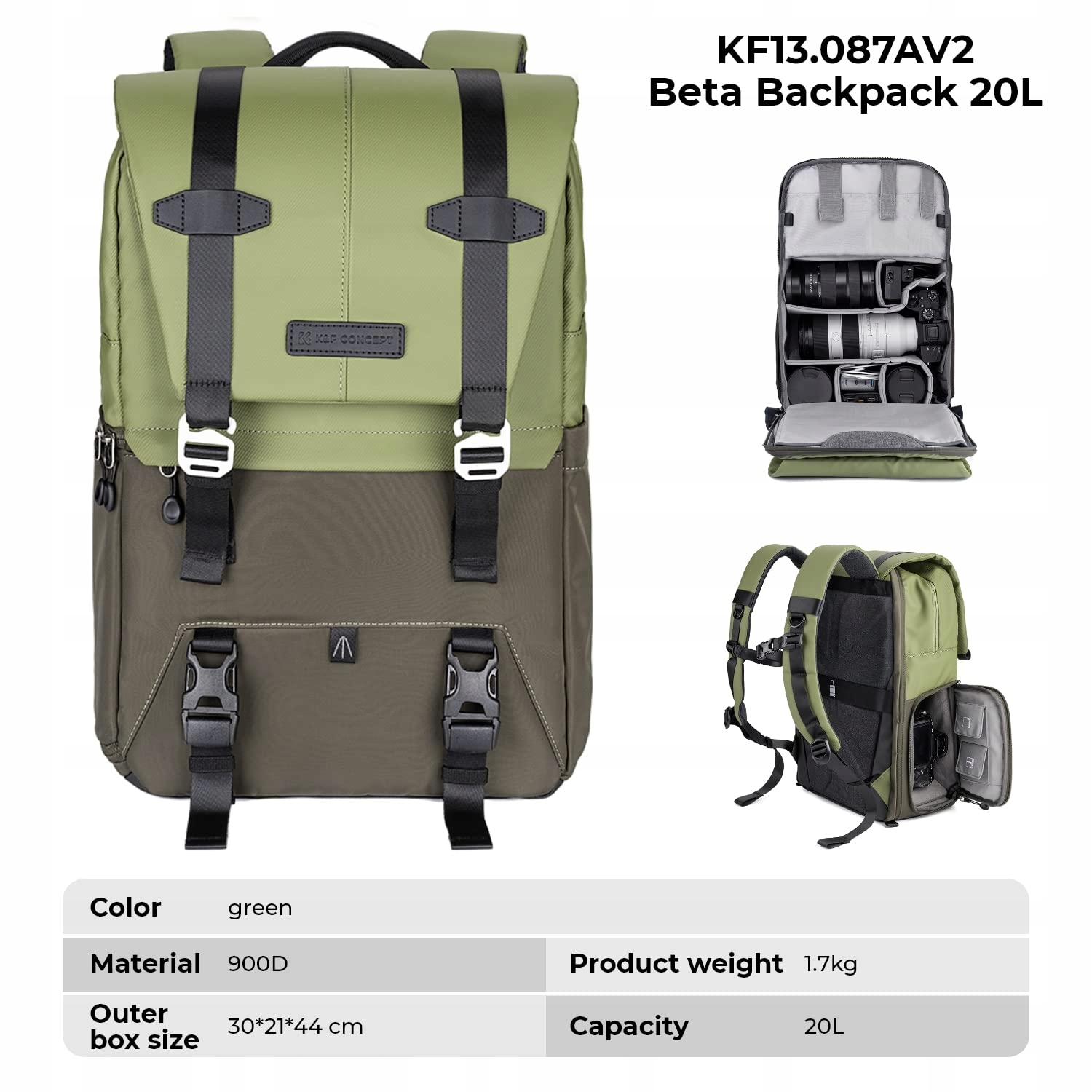 K&F CONCEPT Plecak Na Aparat Z Przegrodą Na Laptopa 15-15,6 Cali 20L — miniatura 8