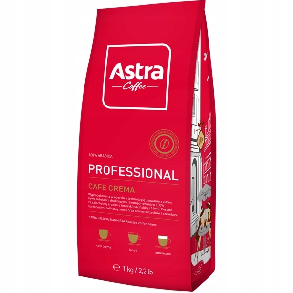 Levně Astra Káva Professional Crema 1kg zrnková