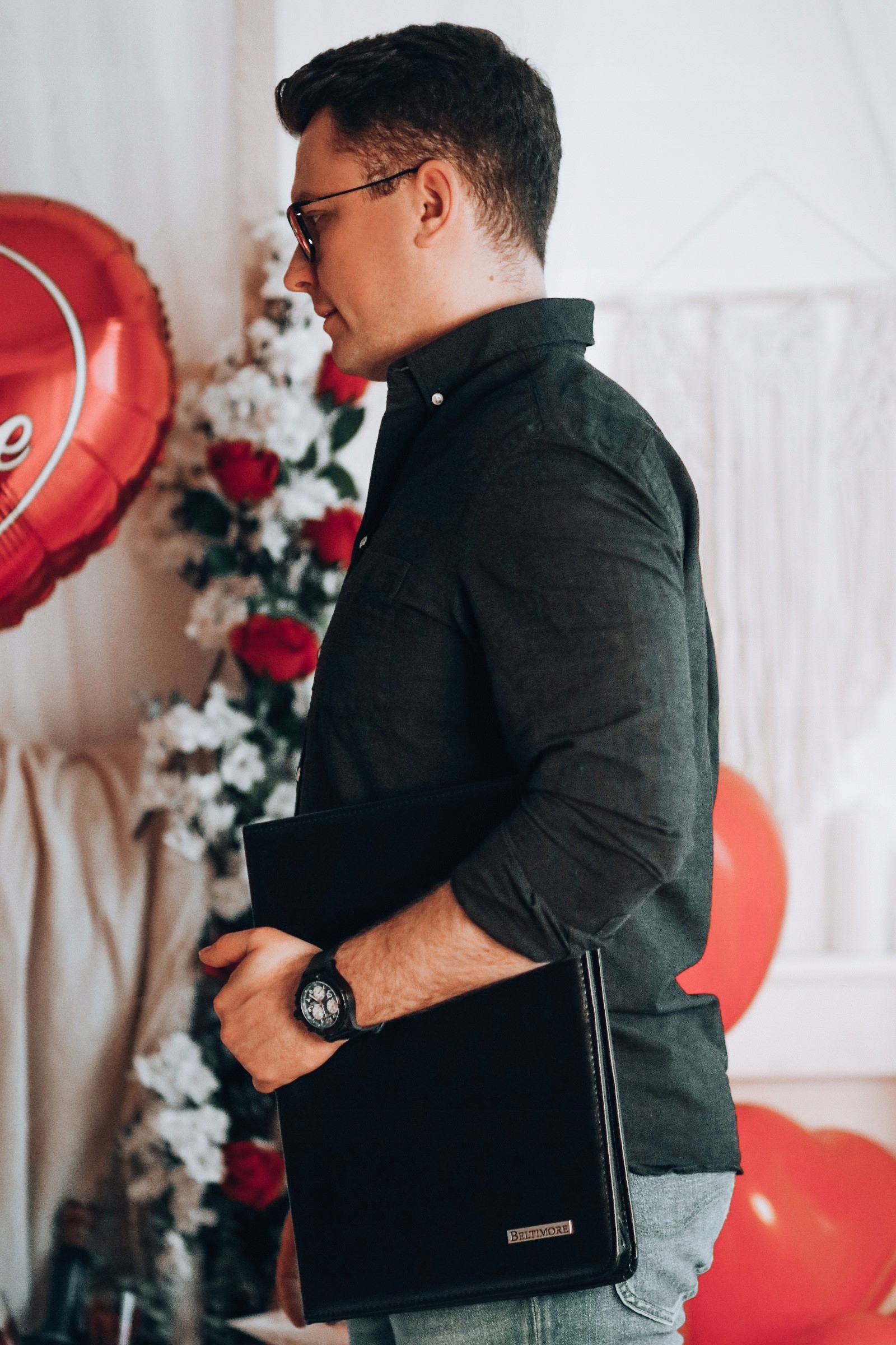 Beltimore męska aktówka skórzana biwuar teczka Wzór dominujący bez wzoru