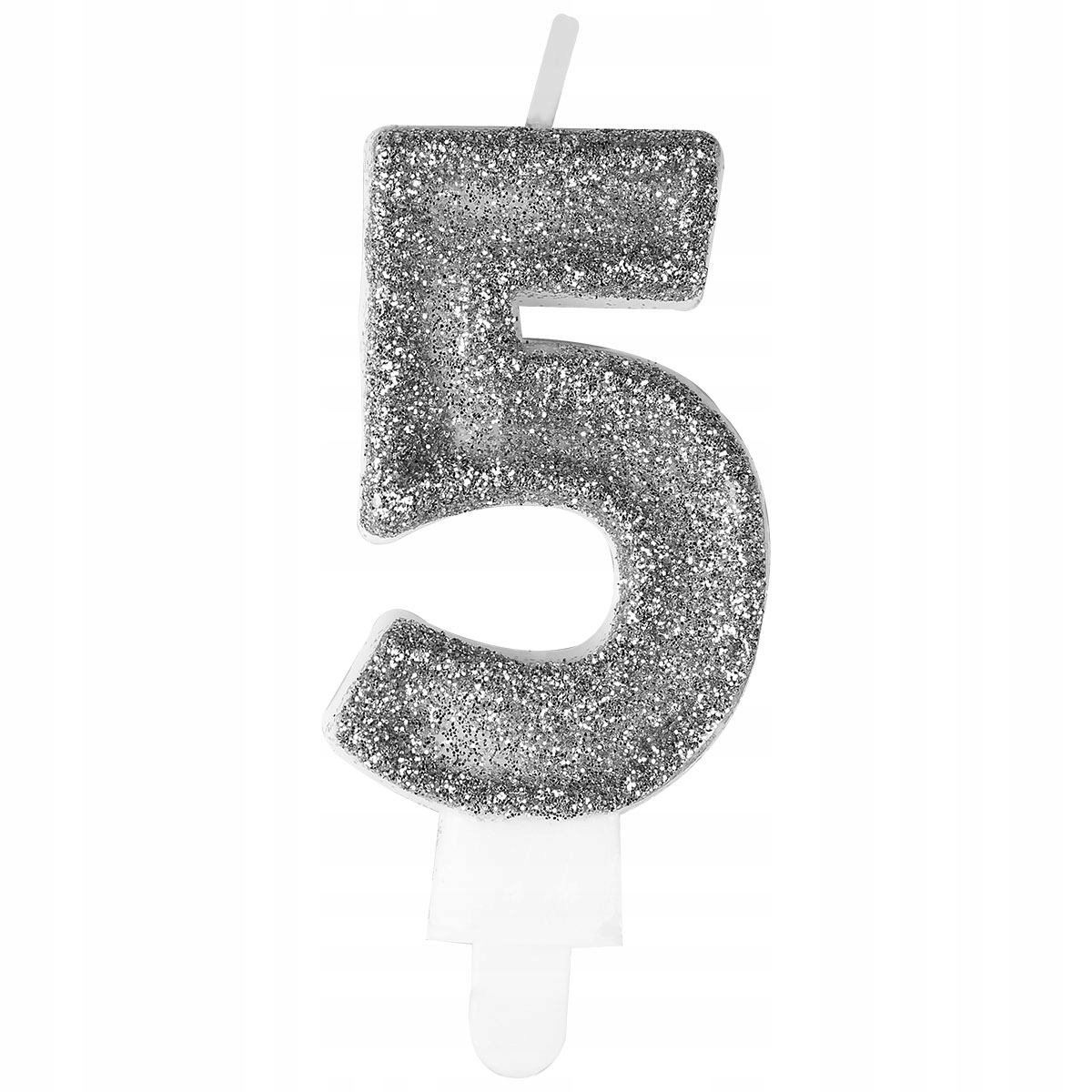 ŚWIECZKA urodzinowa CYFERKA 5 cyfra srebrna