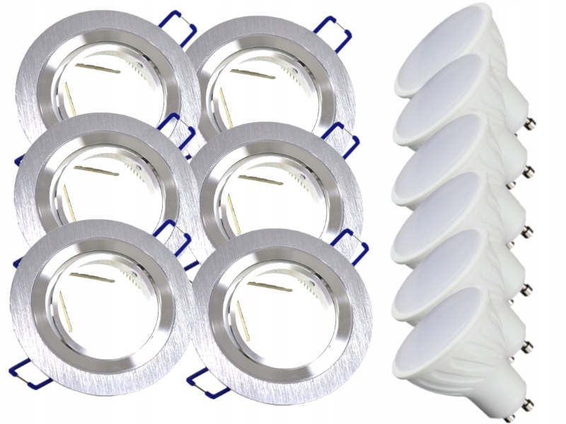 6x Nastavitelná Hliníková Lampa Stropní Lampa Inox Led Žárovky 10W