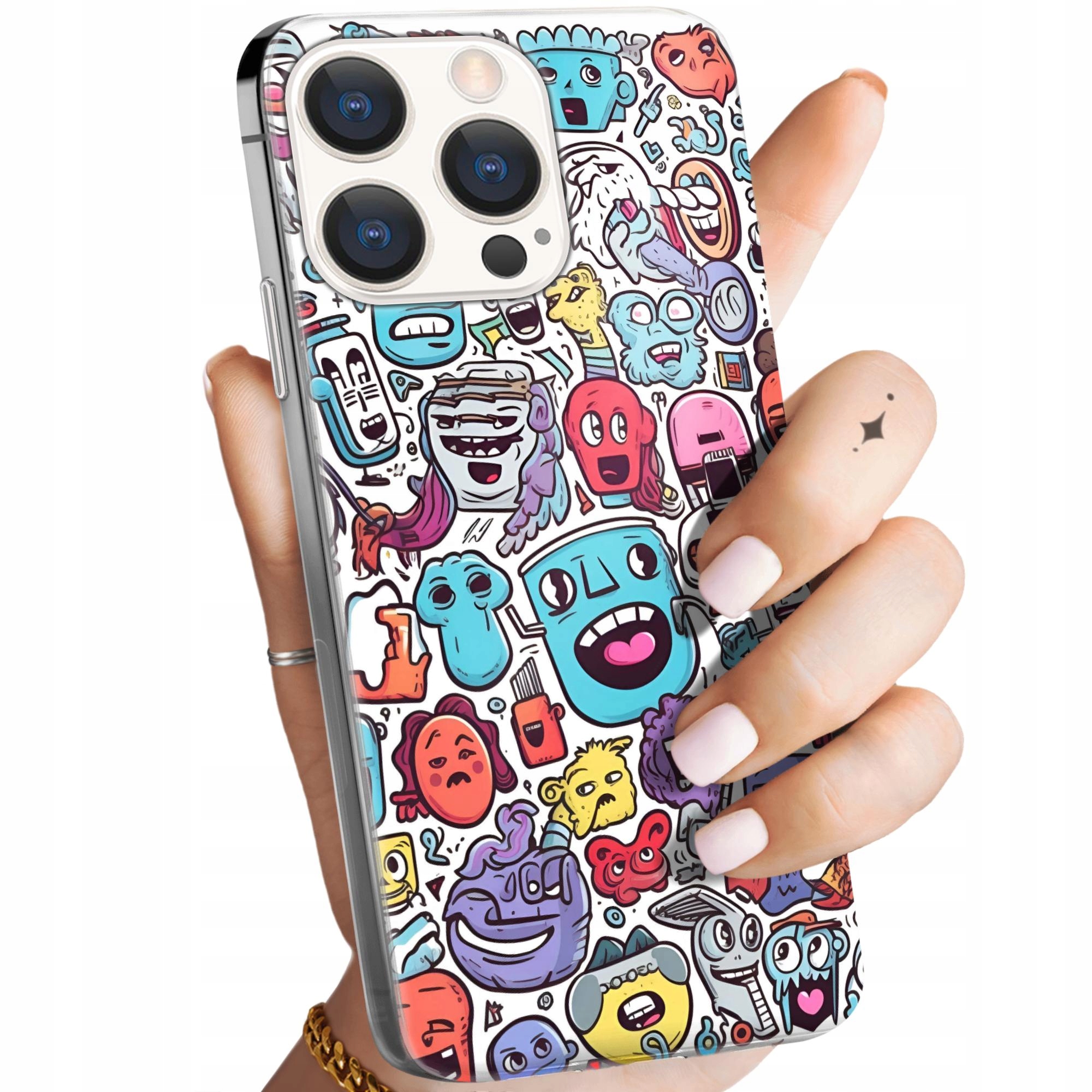 Etui Do Iphone 15 Pro Max Doodle Zwierzęta Potwory Rysunki Obudowa