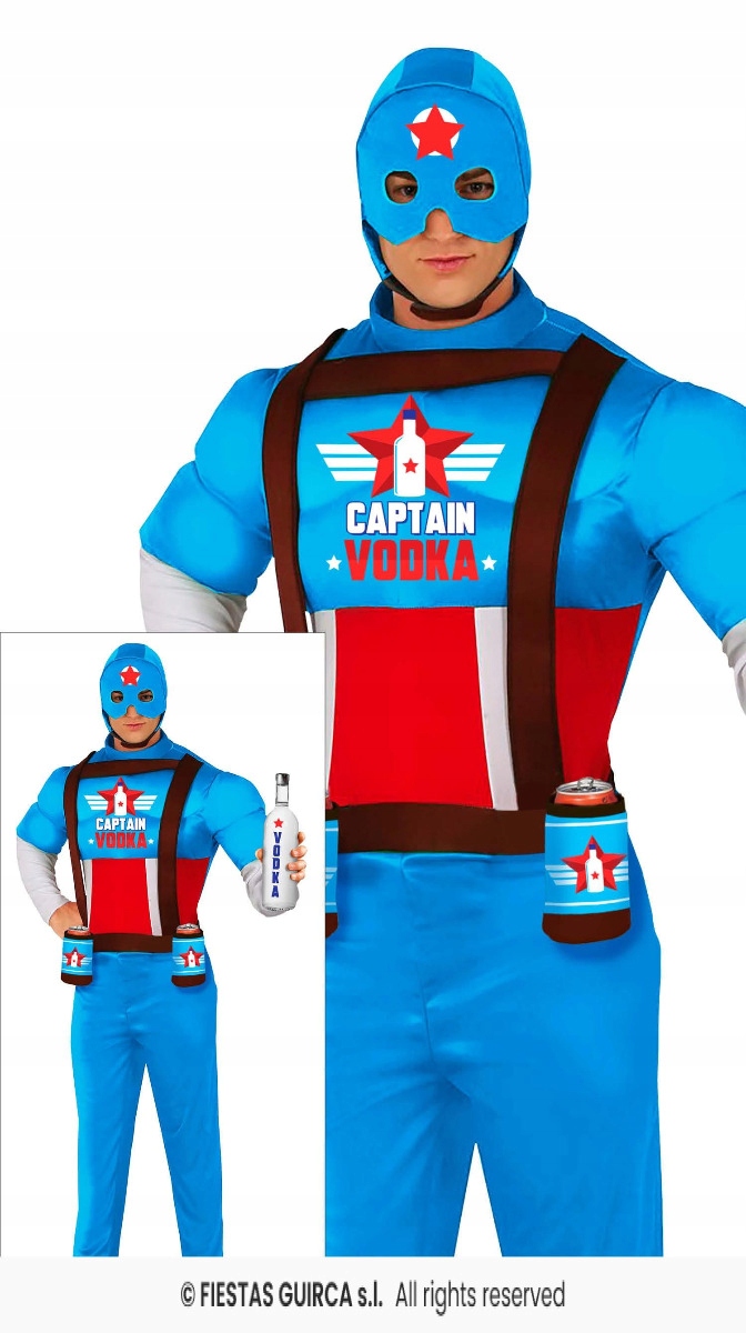 Kostým Kapitán Vodka Převlek Generál Flaška Kostým Alkohol XL