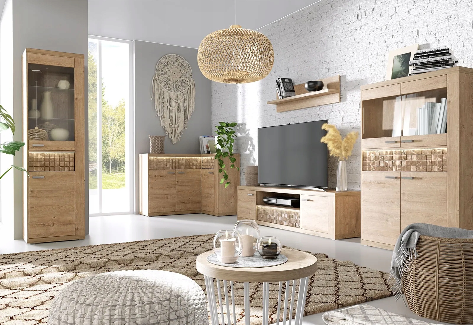 Witryna w stylu boho NATURAL N-4 Kratka Kod producenta Witryna do salonu NATURAL N4