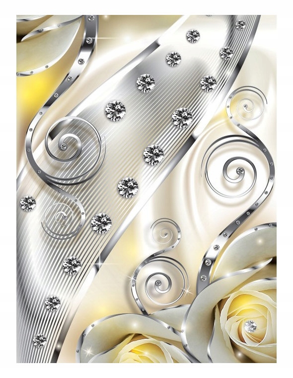 Fototapeta Růže ve stříbře s diamanty abstrakce elegance 206x275 lepidlo