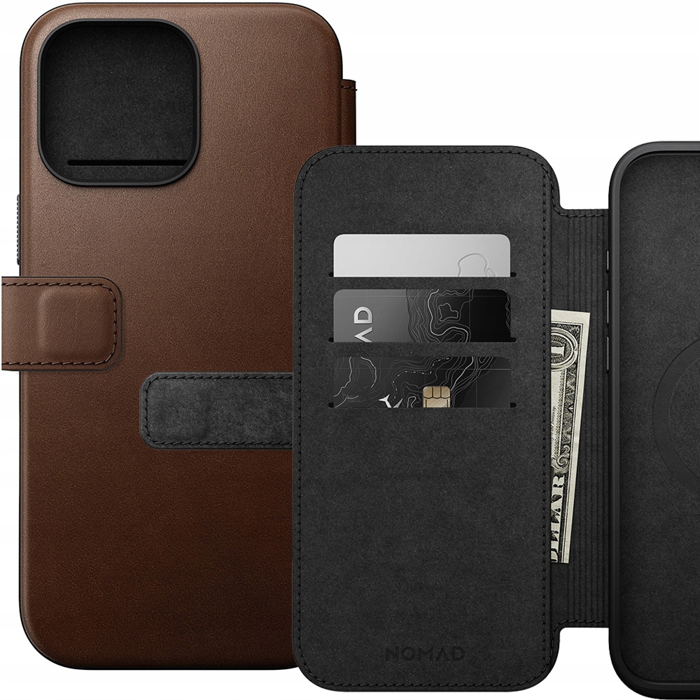 Flipové púzdro Nomad pre Apple iPhone 16 Pre hnedé
