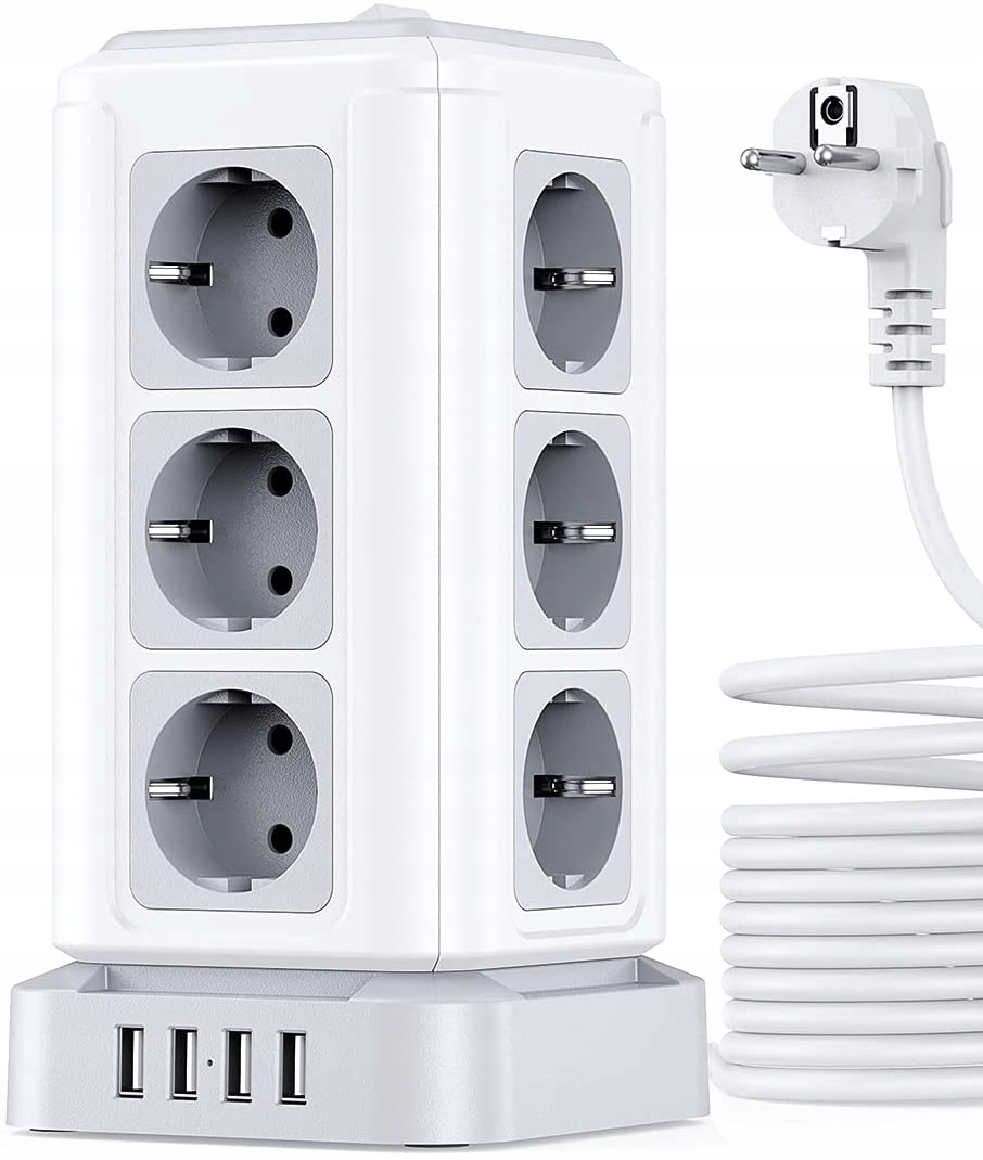 LISTWA ZASILAJĄCA STOJĄCA 12 WEJŚĆ 4XUSB 5M KABEL