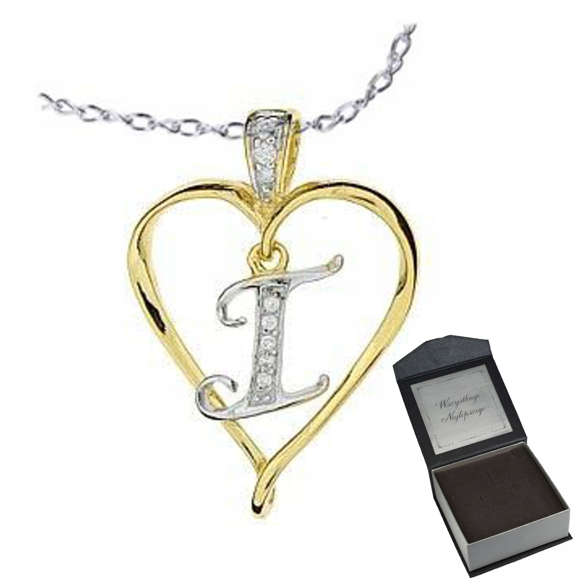 Náhrdelník Litera a Srdce Ag.zlacené+krabička Gravírování