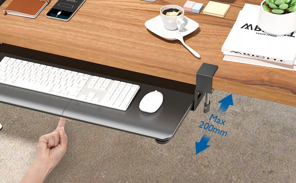 Wysuwana półka na klawiaturę BONTEC szuflada do blatu Kolor mebla czarny