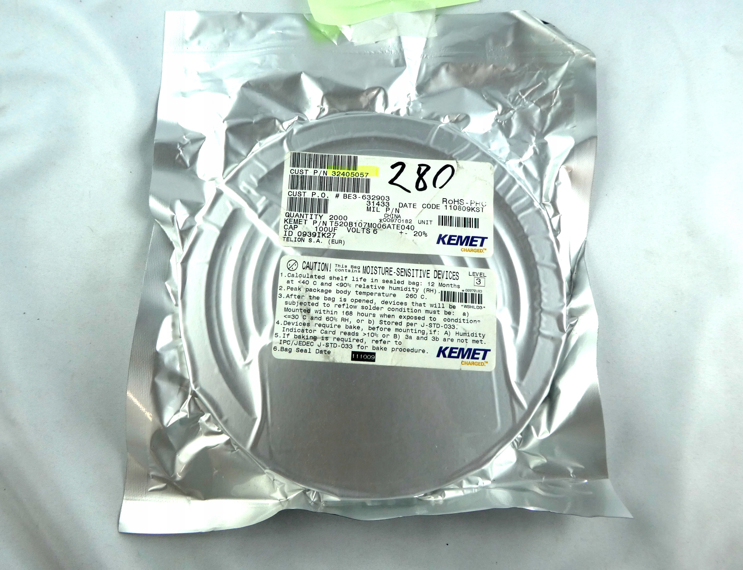 

Tantalowy Smd 100uF 20% 6,3V DC 10szt