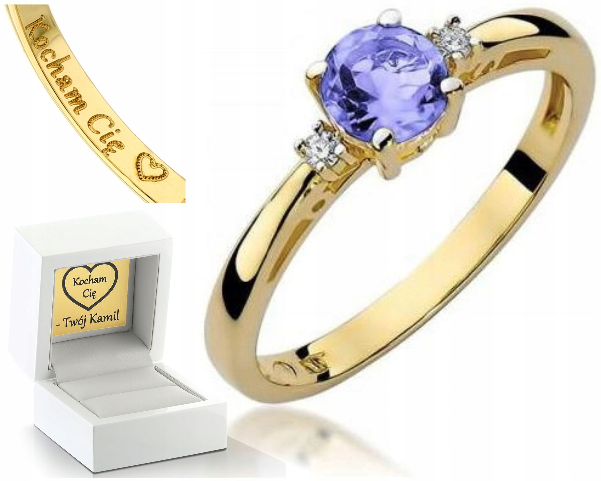 Zlatý Prstýnek S Brilianty Tanzanit 585 Gravírování