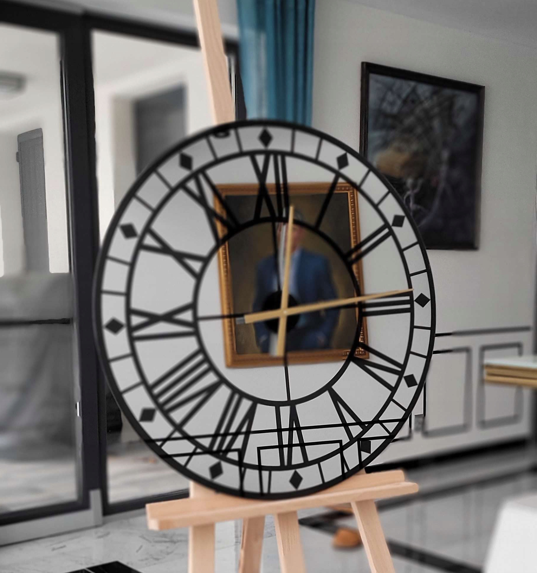 Elegancki Glamour Zegar Szklany Ścienny Na Prezent Lustro 80 cm Kod producenta 5905811819603