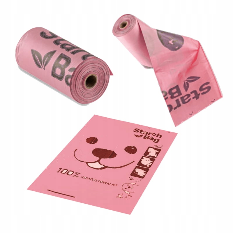 

Kompostowalne Worki Na Psie Odchody 15 szt Różowe