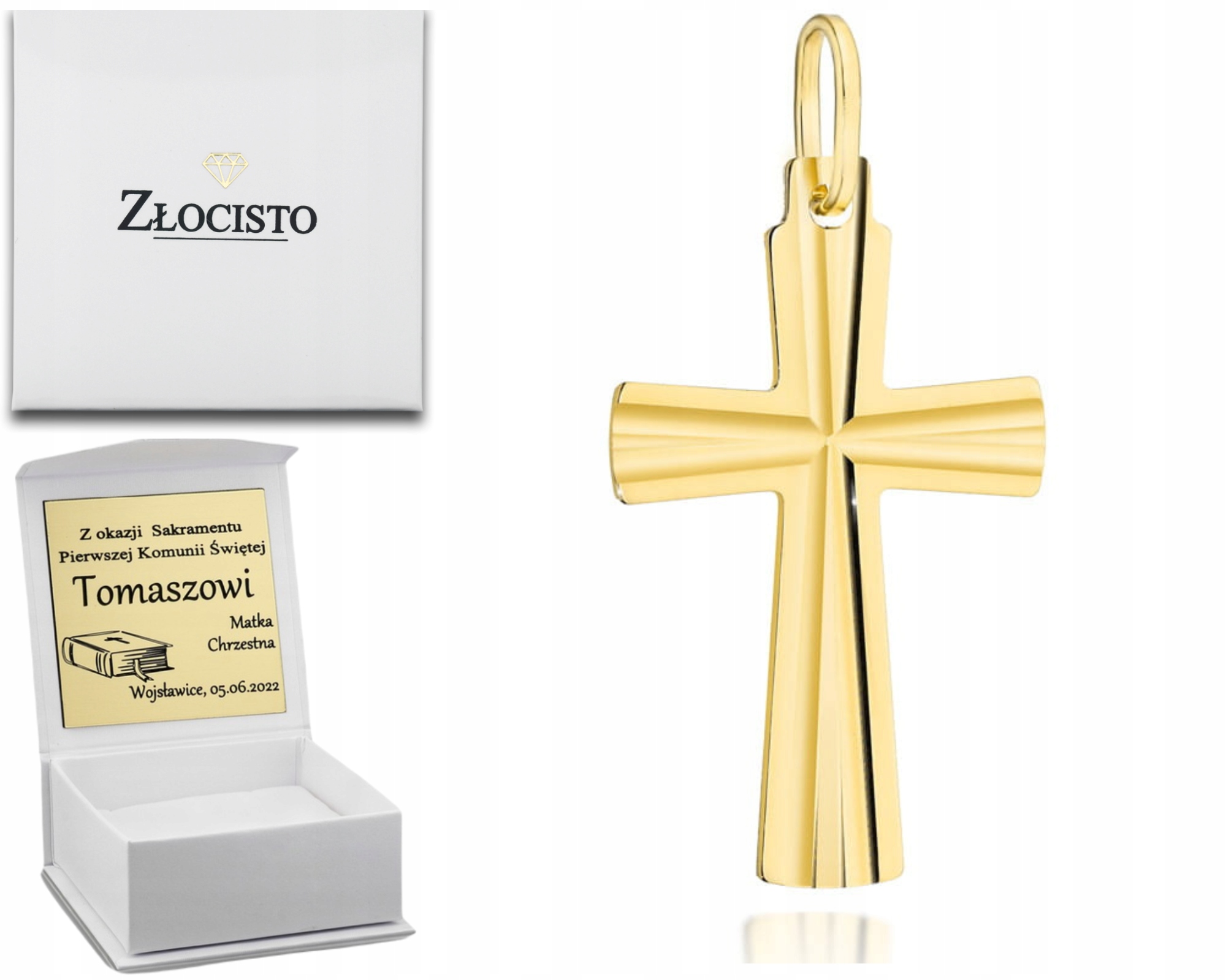 Zlatý Křížek Zdobený Diamantem 585 Gravírování