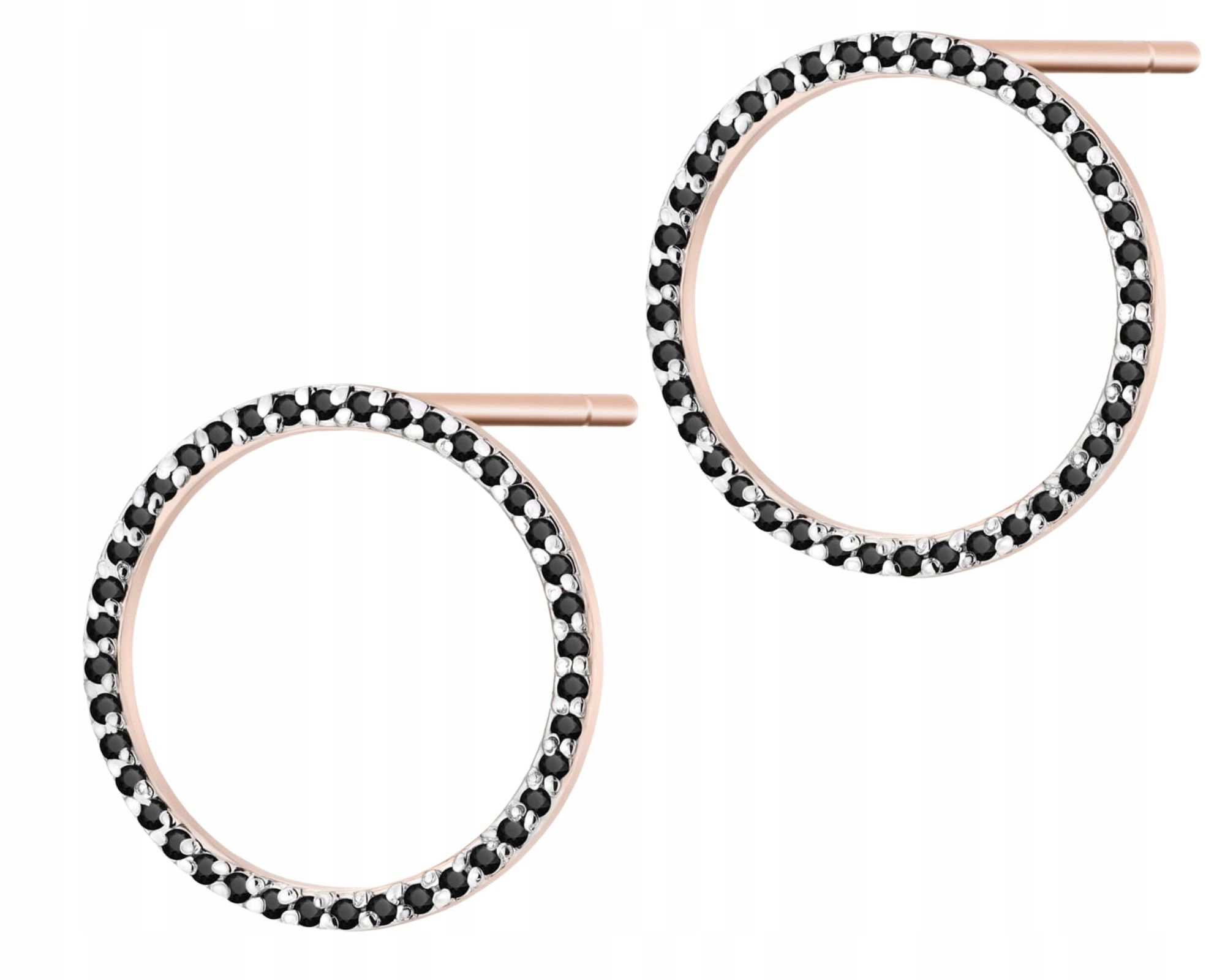 Náušnice Růžové Zlato S Černými Brilianty Gravírování 585 Dárek