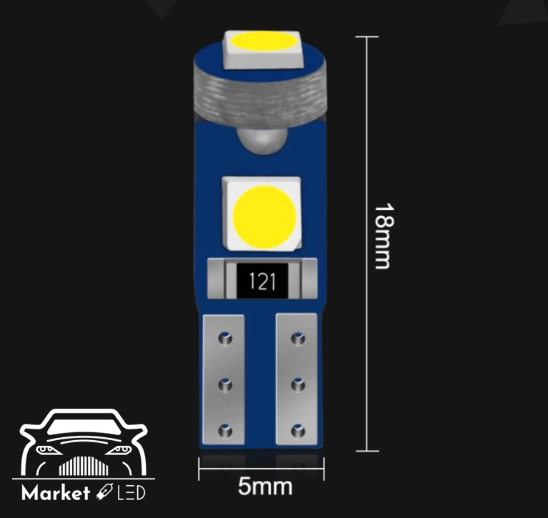 Żarówka CZERWONA - R5 T5 3 x POWER LED W1,2W W2W MOCNE Producent Inny