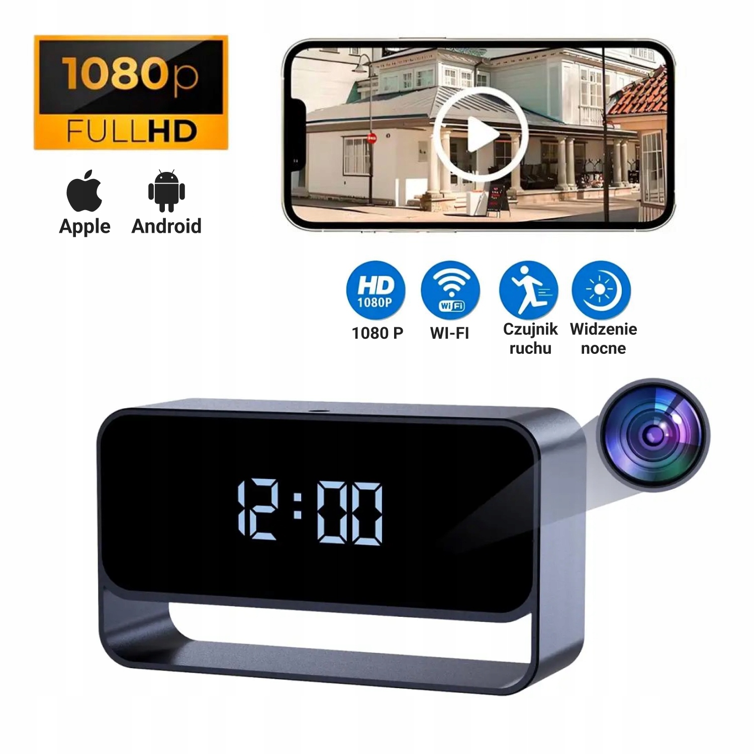 Mini WiFi Ip kamera ukrytá v hodinkách na podstavci – Full Hd 1080p