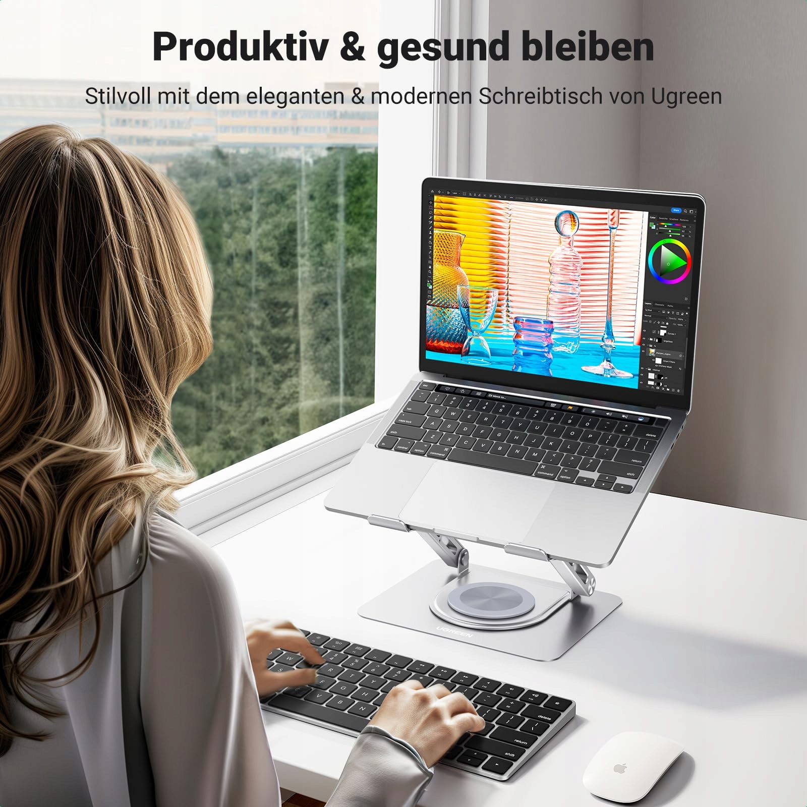 UGREEN STOJAK NA LAPTOP OBROTOWY REGULOWANY SKŁADANY WENTYLOWANY 10-17 CALI — miniatura 3