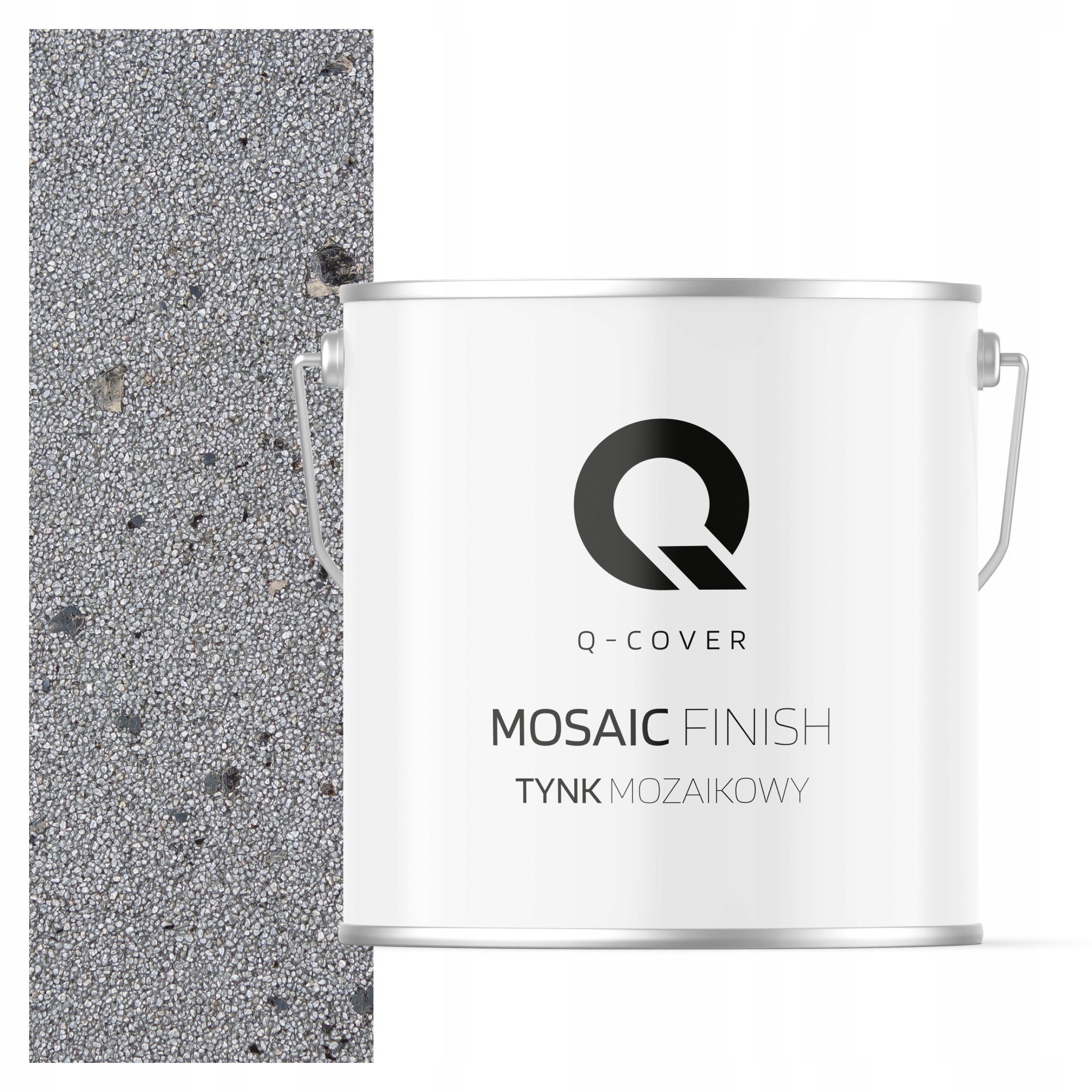 Tynk Dekoracyjny Mozaikowy Mozaika Trwały 7KG Srebrny Z Czarną Miką M51 Uv