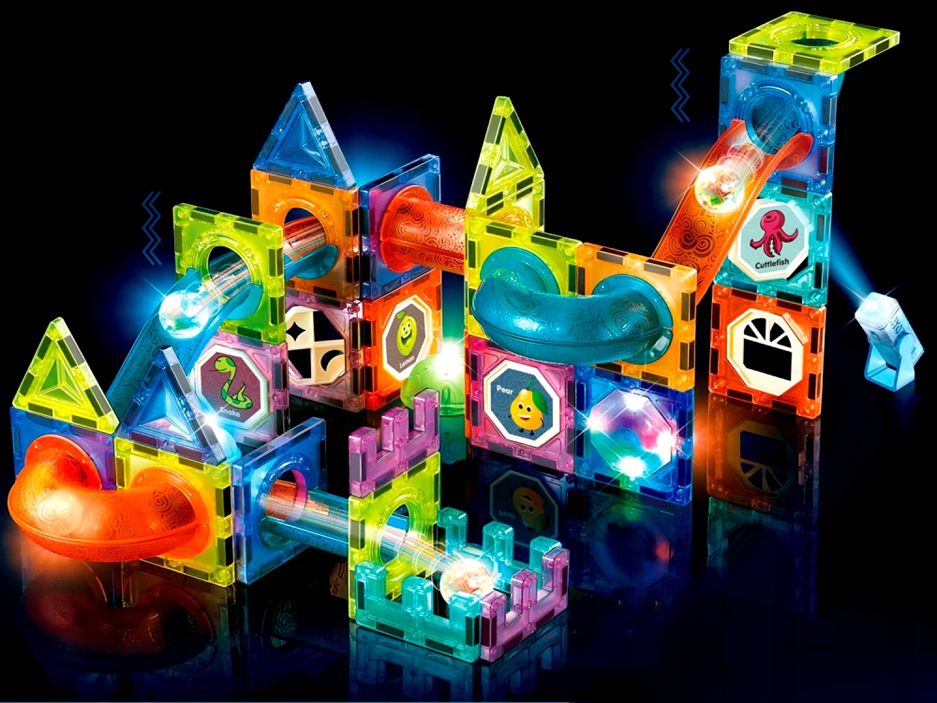 KLOCKI MAGNETYCZNE KONSTRUKCYJNE ŚWIECĄCY TOR 75el Marka Stator