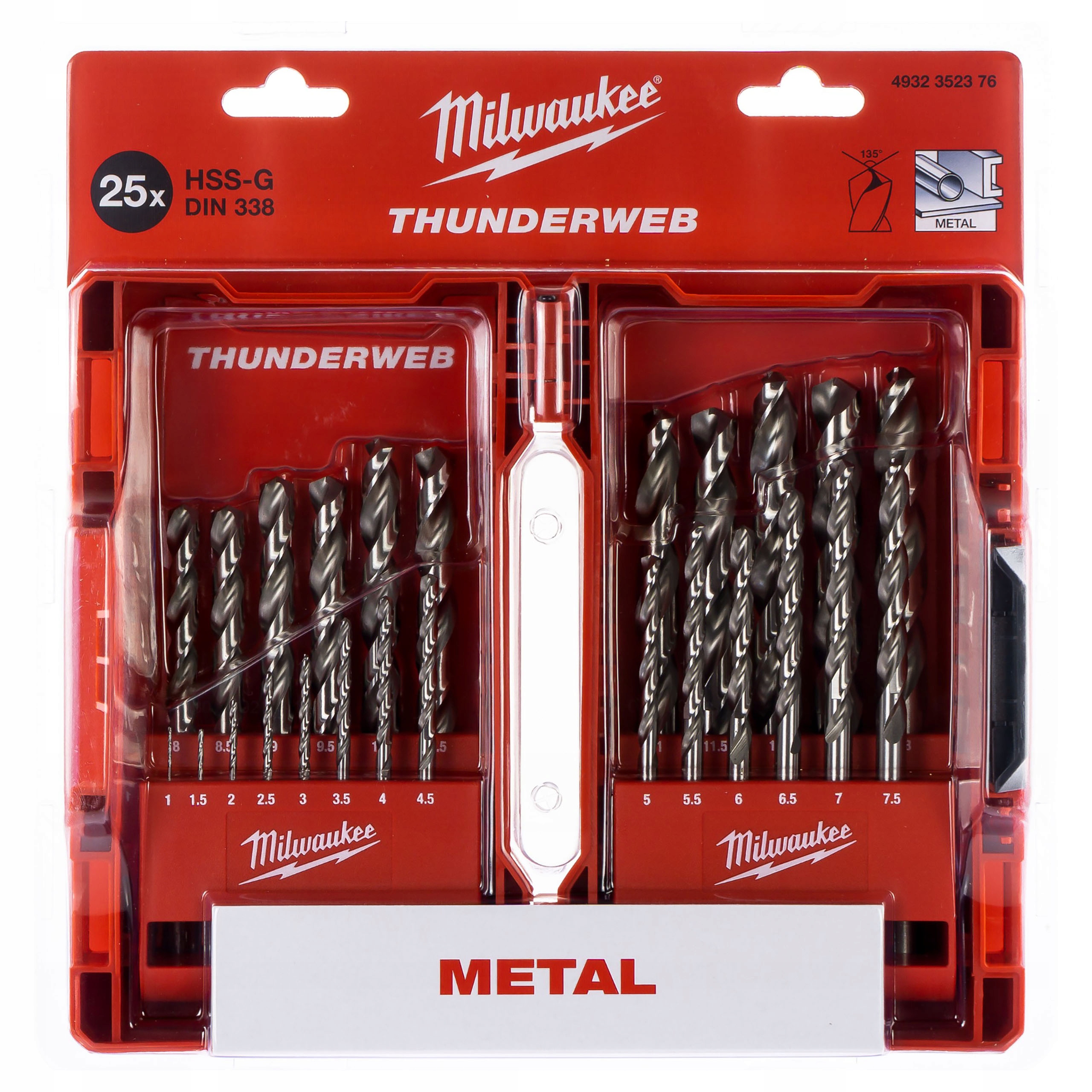 Sada vrtáků do kovu Milwaukee 1-13 mm 25 dílů Hss-g Thunderweb
