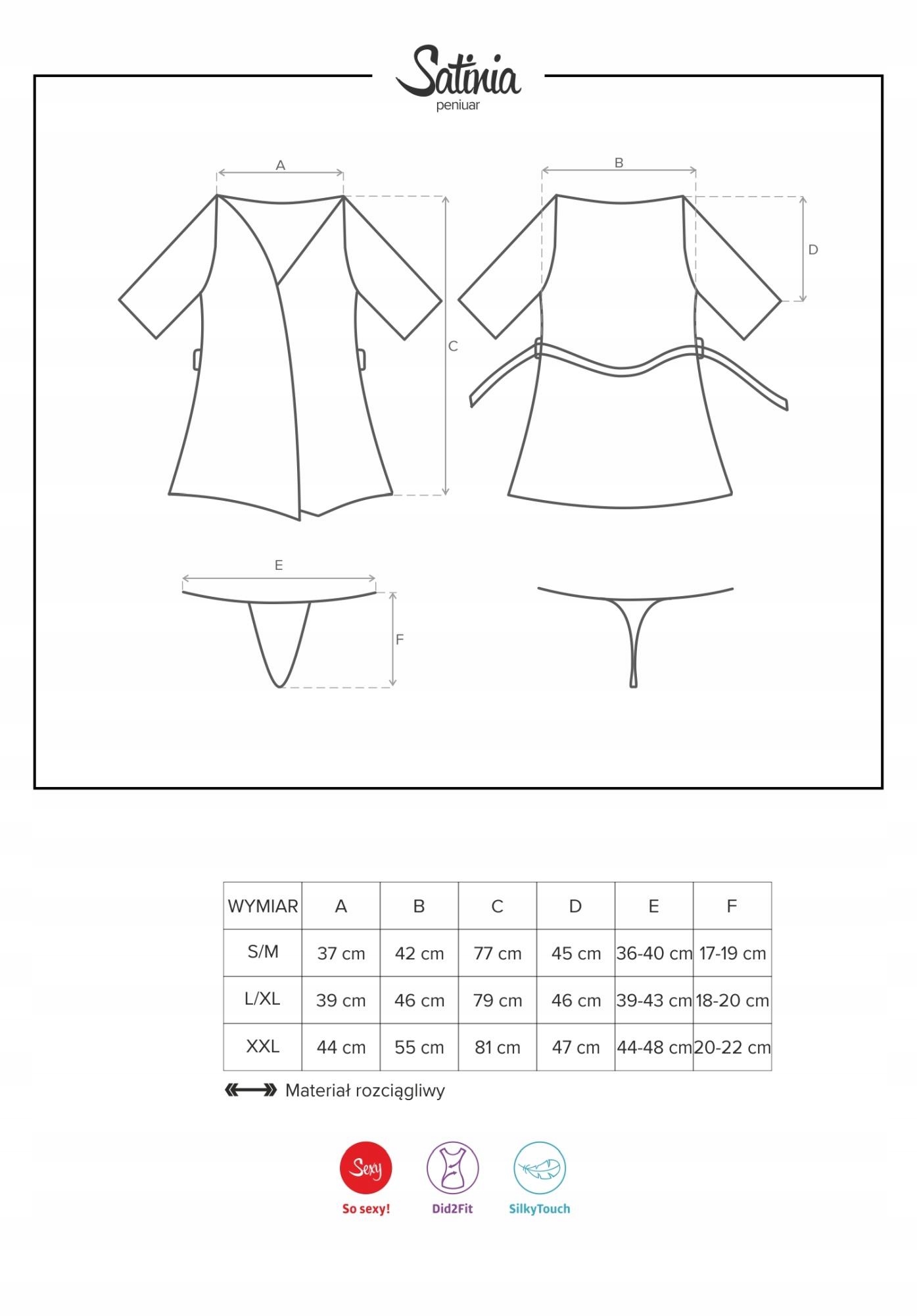 Szlafrok stringi komplet satynowy obsessive l/xl Marka Obsessive