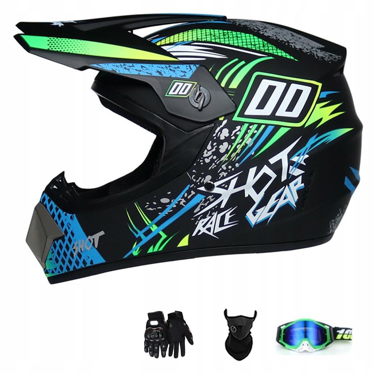 Motocyklová Přilba Lehká Enduro Quada Brýle Rukavice Maska XL