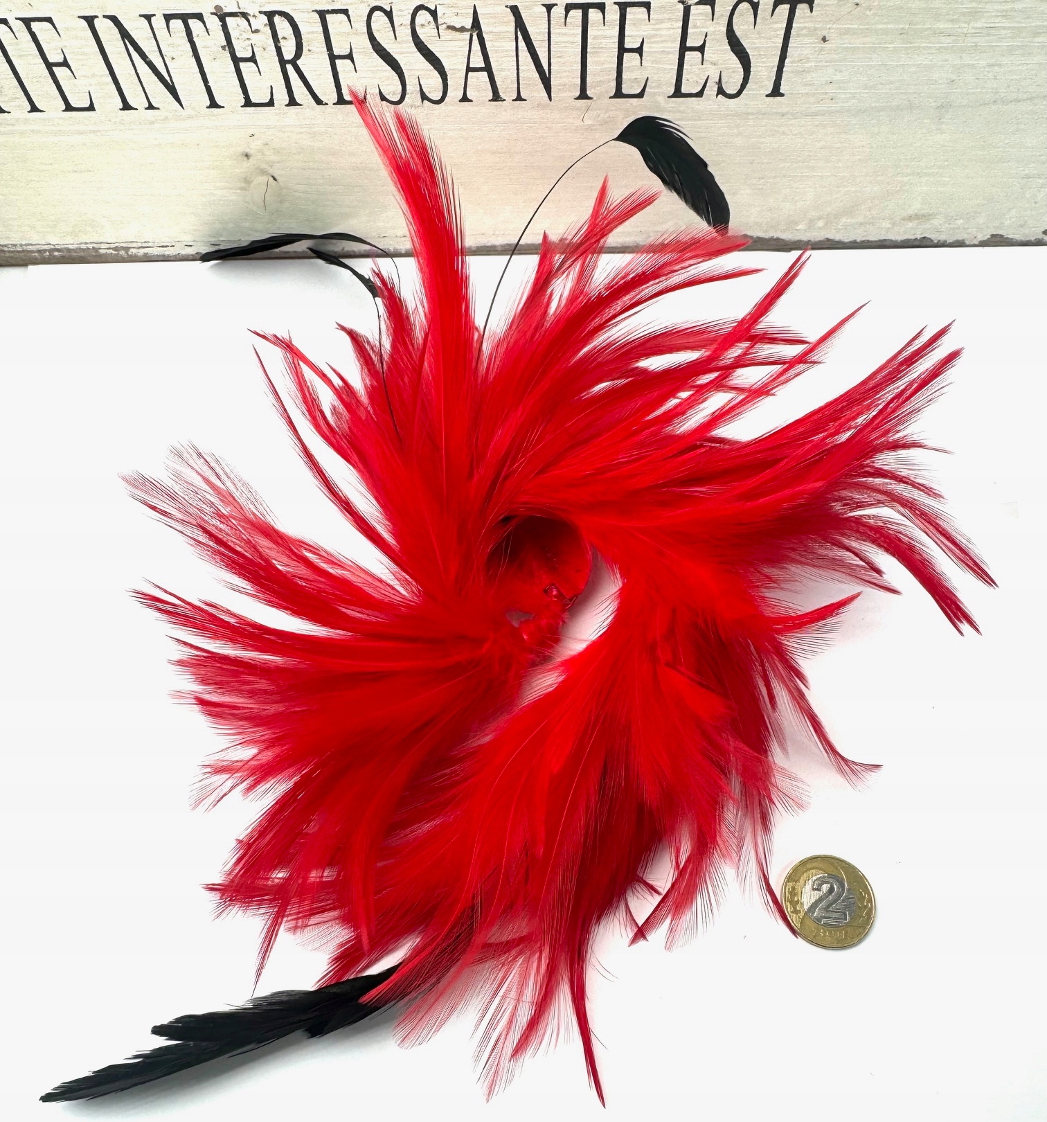 Fascynator na głowę BROSZKA PRZYPINKA Stroik na głowę PIÓRA CZERWONY Marka Inna marka