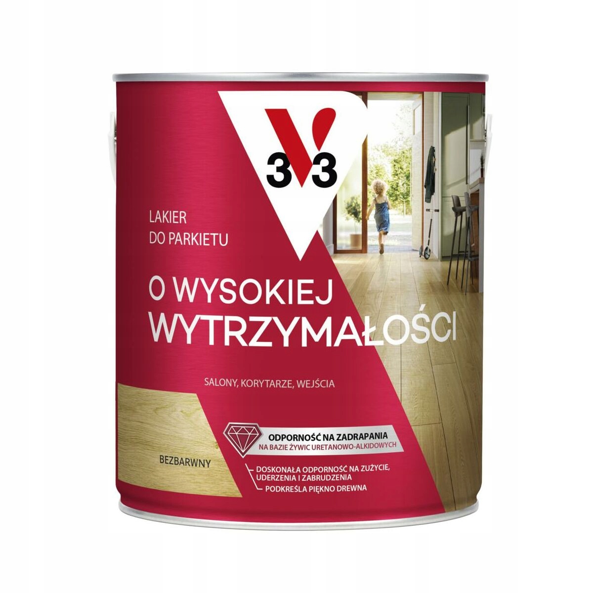 V33 Lakier Do Parkietu O Wysokiej Wytrzymałości 2,5L Satyna