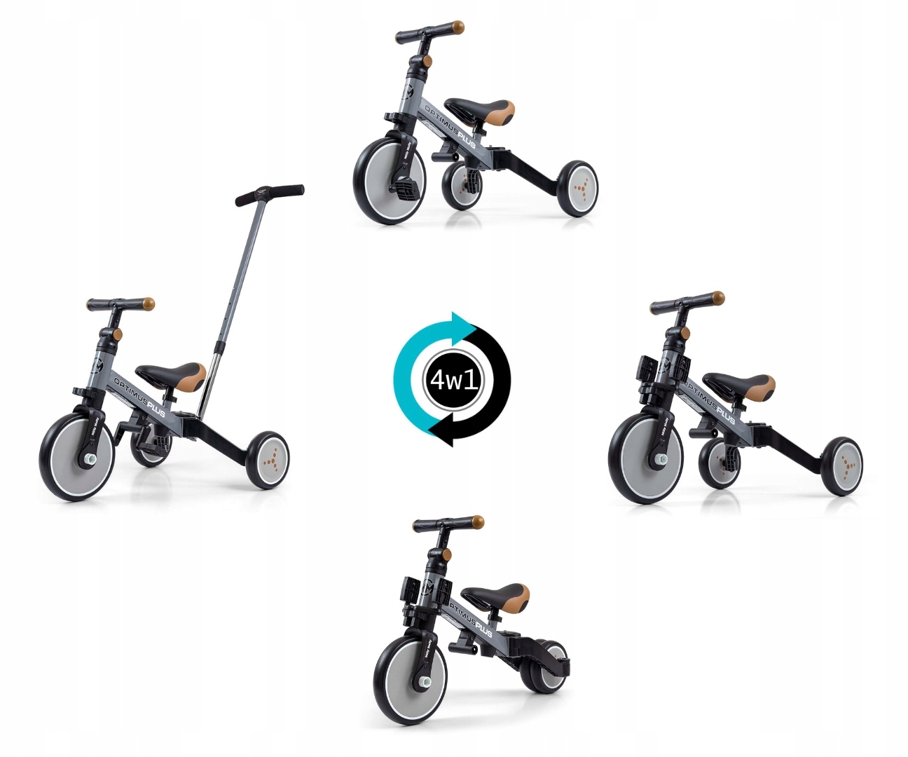 Milly Mally Rowerek 4w1 Optimus Plus Grey 12m+ na Roczek