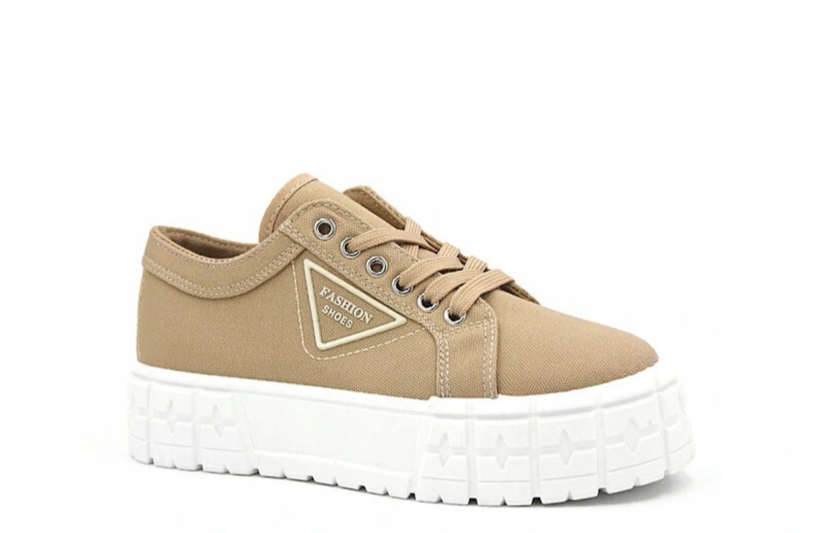 

Damskie beżowe trampki z grubą podeszwą