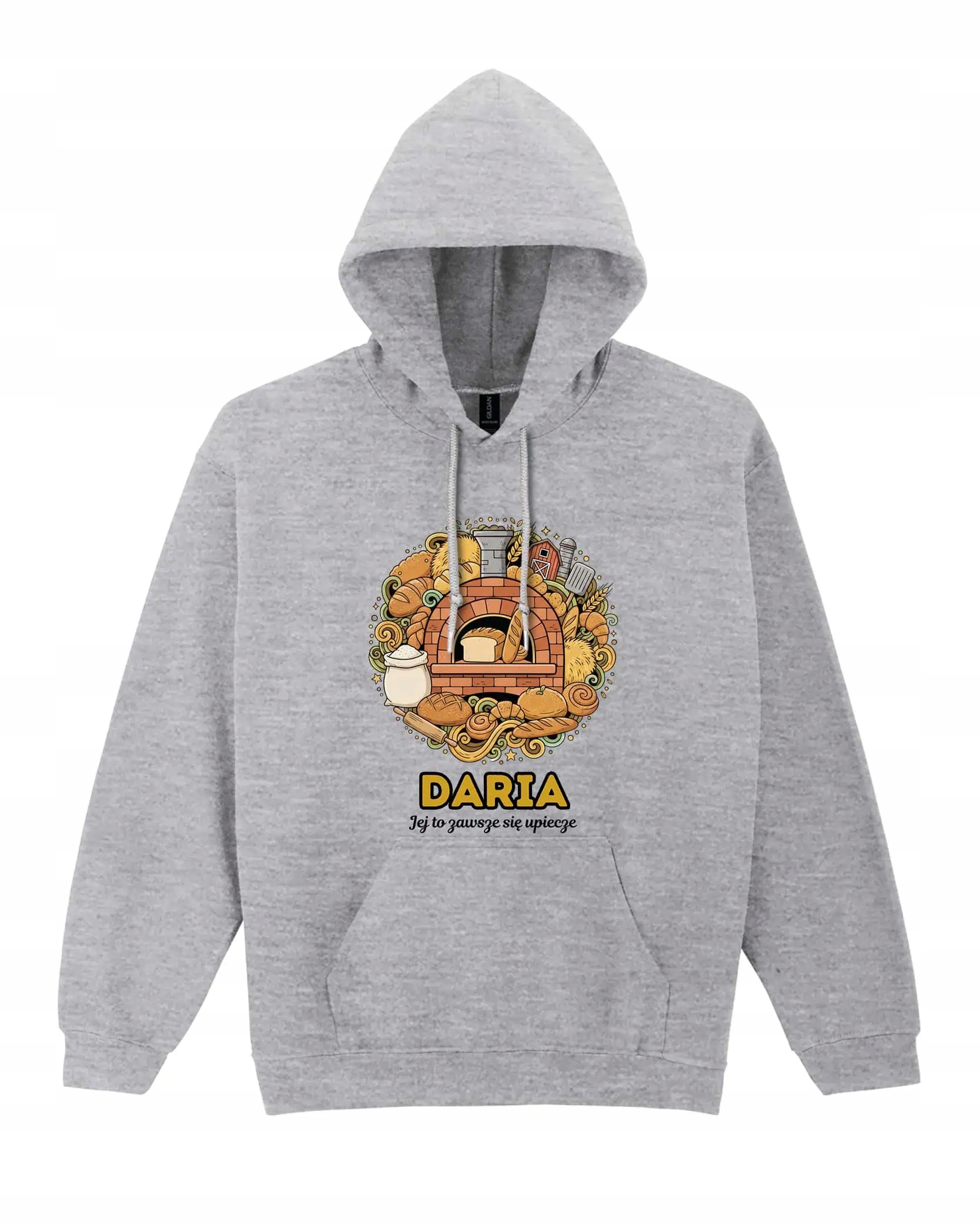 Mikina s kapucí Pekař Personalizovaná Ilustrační Šedá XXL