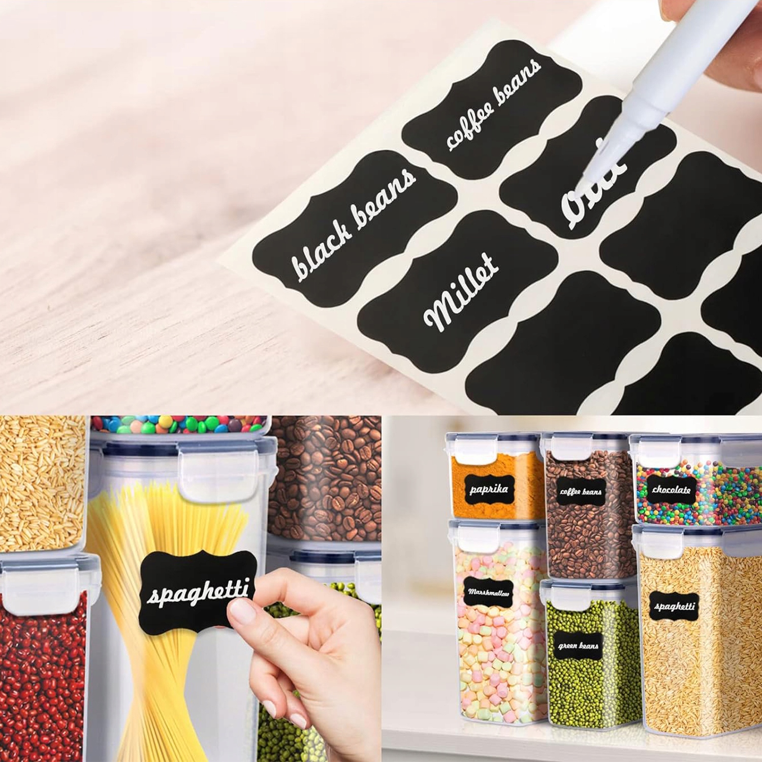 ZESTAW HERMETYCZNYCH POJEMNIKÓW DO PRZECHOWYWANIA ŻYWNOŚCI,24SZT+24NAKLEJKI Marka bez marki