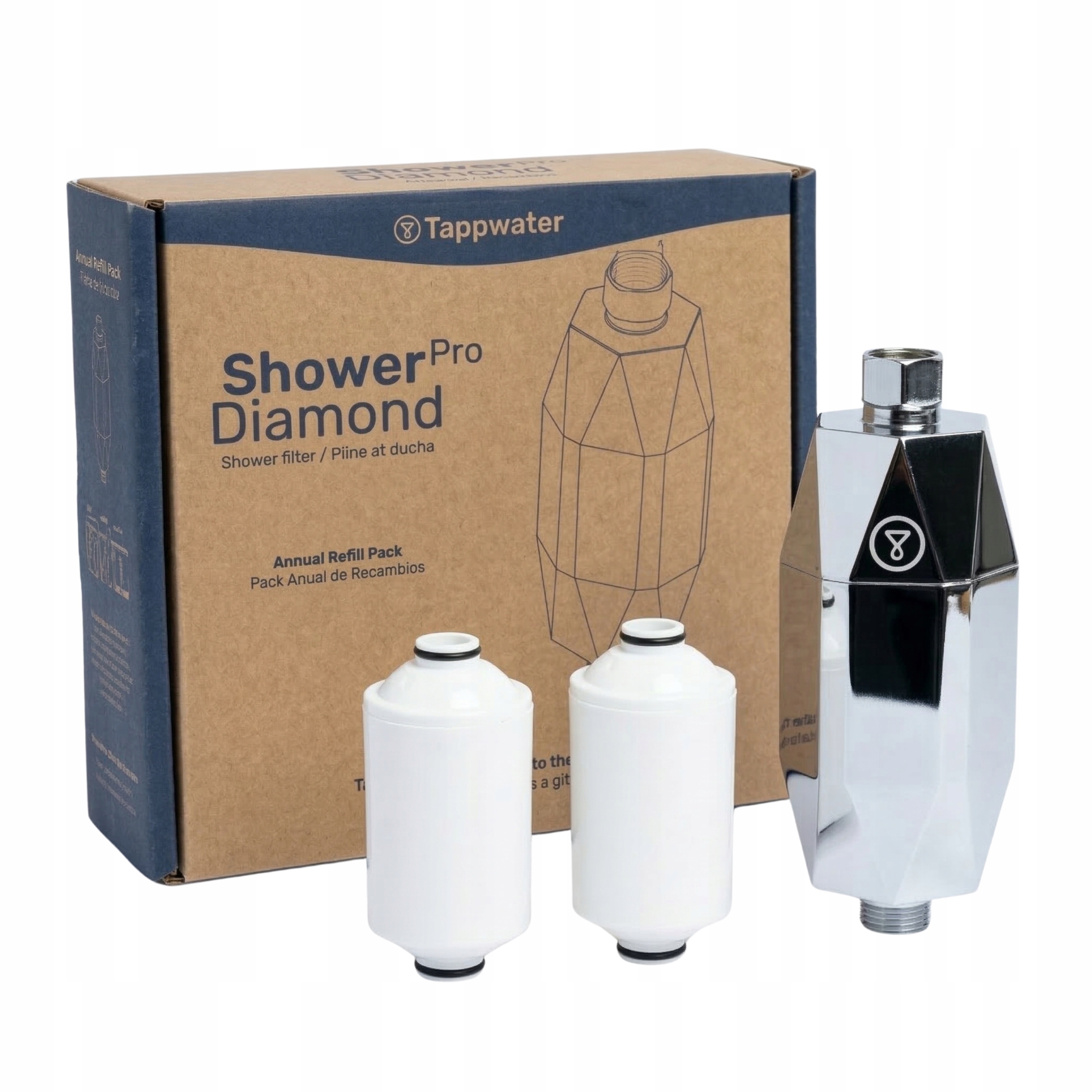 ShowerPro Diamond Ročný set Tapp, filter vody, 2 náplne Kdf, chlór, sprcha