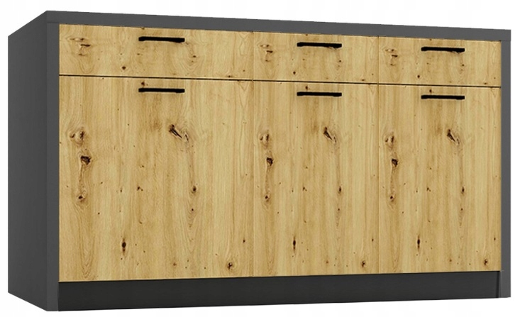 Wyspa kuchenna z szafkami z szufladami 148x80x86 DĄB ARTISAN/GRAFIT
