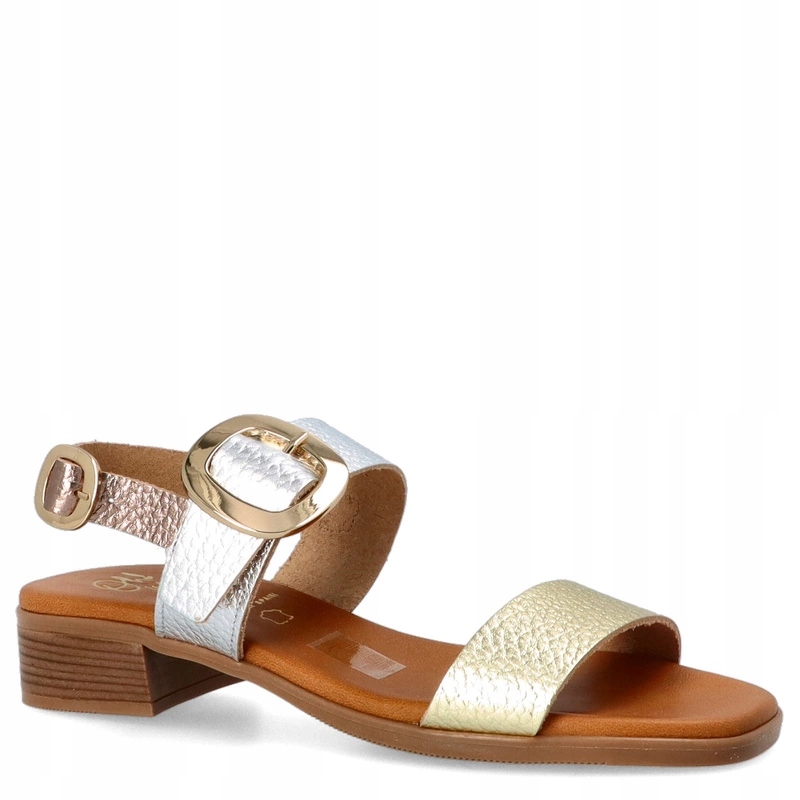 Elegantní kožené sandály Oh! My Sandals 5609 Stříbrné Zlato 40