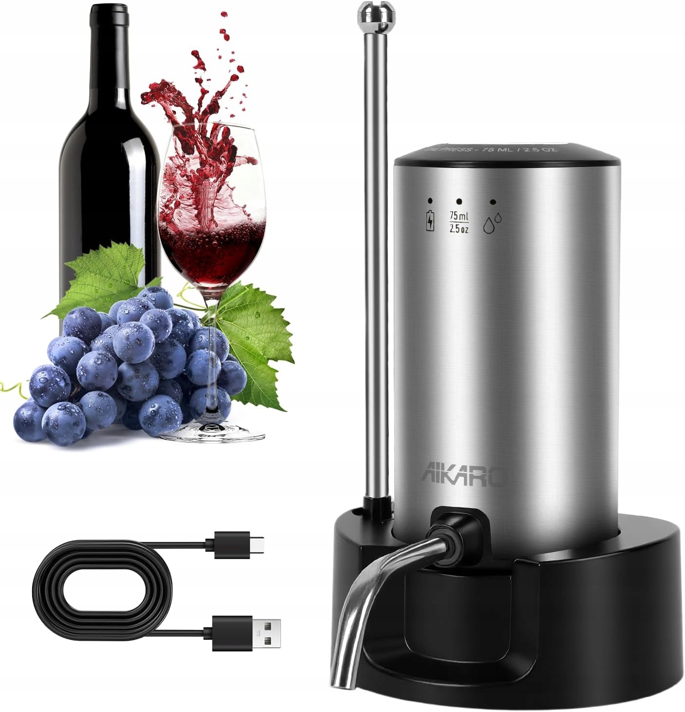 Aikaro Elektrický provzdušňovač vína 75 Ml