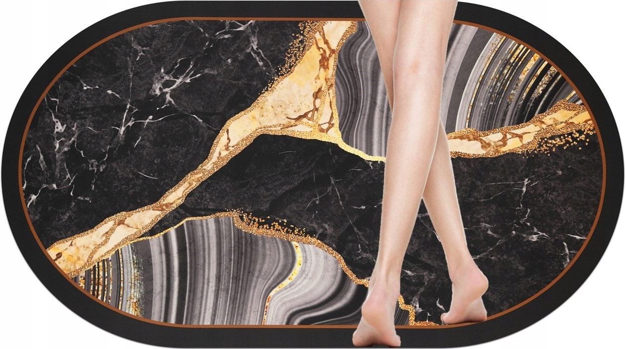 MATA ŁAZIENKOWA SZYBKOSCHNĄCA CHŁONNA DYWANIK ANTYPOŚLIZGOWY 45X75 Kształt owal