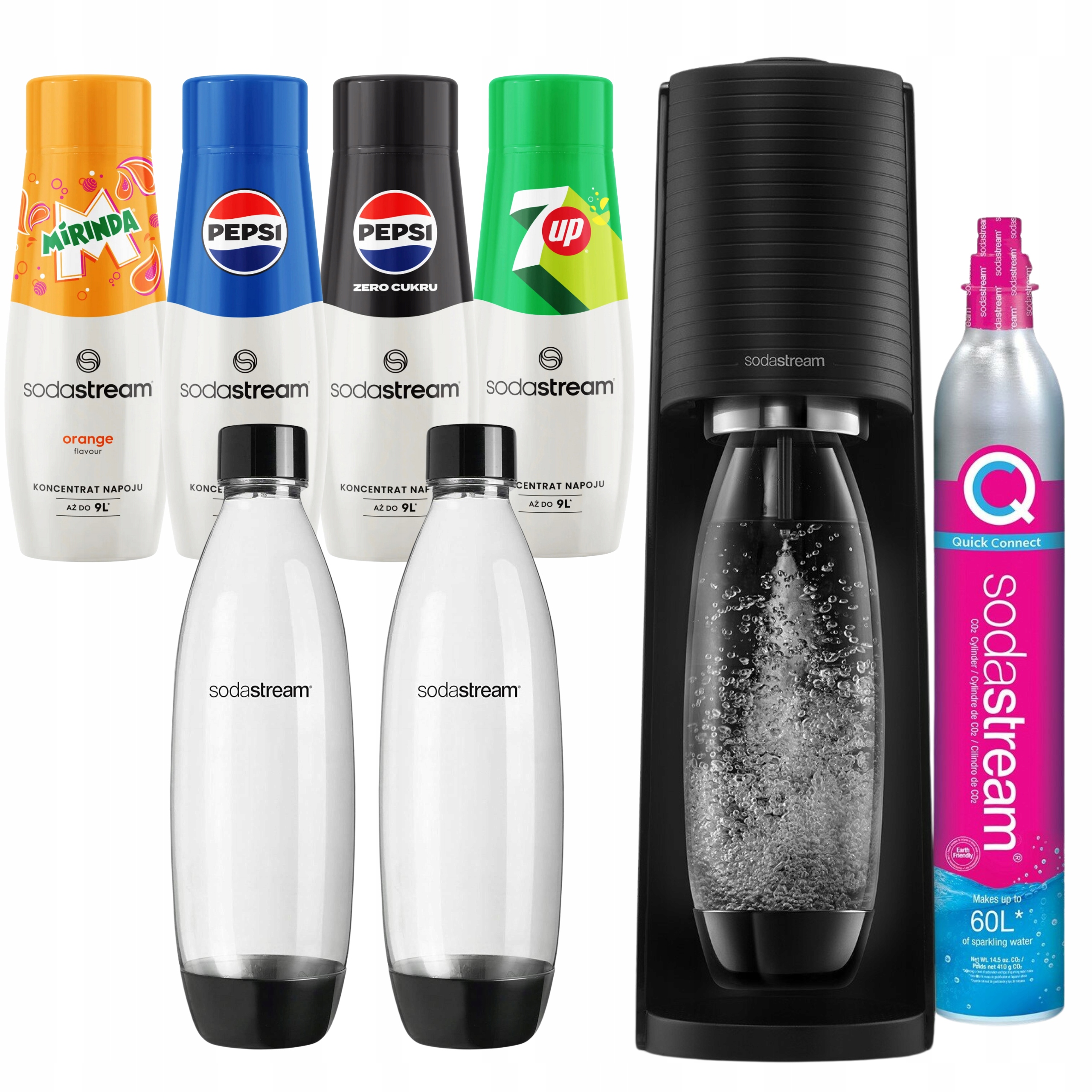 Saturátor Sodastream Terra 2 fľaše 4x sirup 440 ml Pepsi, Pepsi Max, 7UP