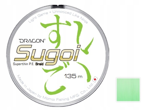 Plecionka Sugoi Superthin P.e. Braid Momoi 0.037mm/1.91kg jasnozielona 135m