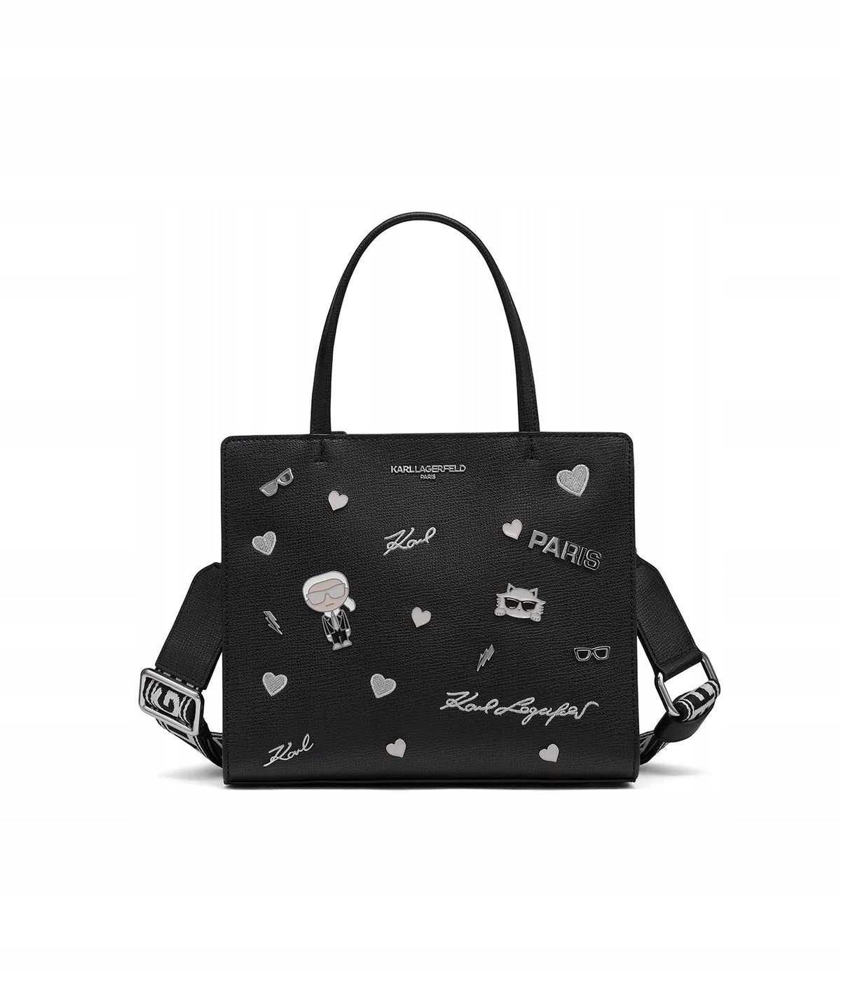 Karl Lagerfeld Paris torebka damska Maybelle czarna ze srebrnymi detalami