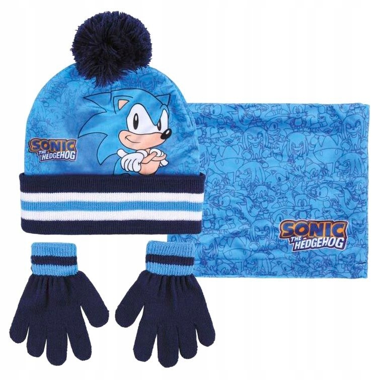 Sonic Czapka Rękawiczki Szalik Komin dla Dziecka
