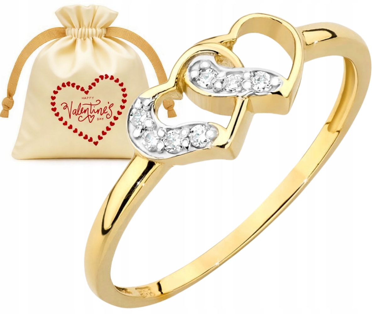 Zlatý zásnubní prstýnek 585 srdce Valentýna