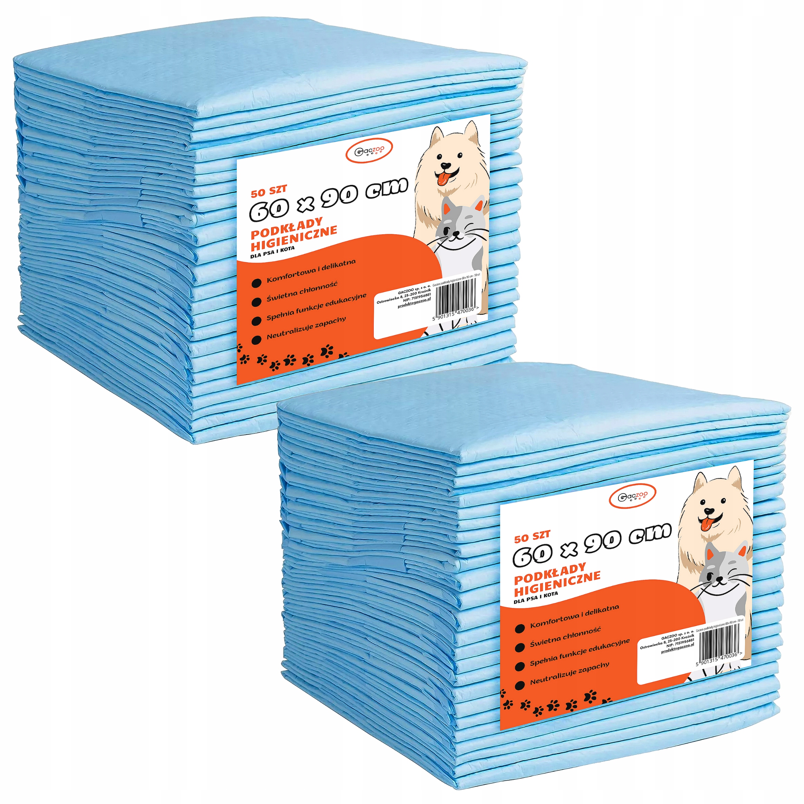 Hygienické podložky pro psa a kočku absorpční podložky 60 x 90 cm 100 ks Gaczoo