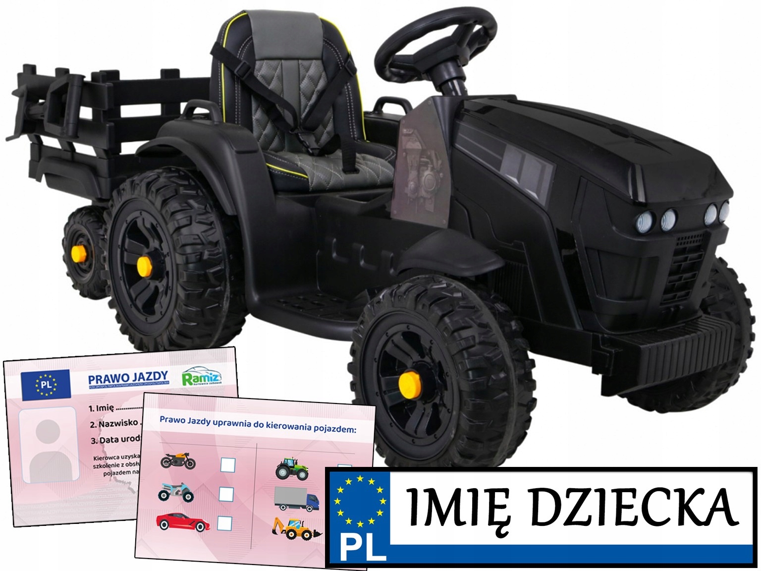 stabilny Traktor Titanium Dla Dzieci na akumulator Przyczepa łopatka