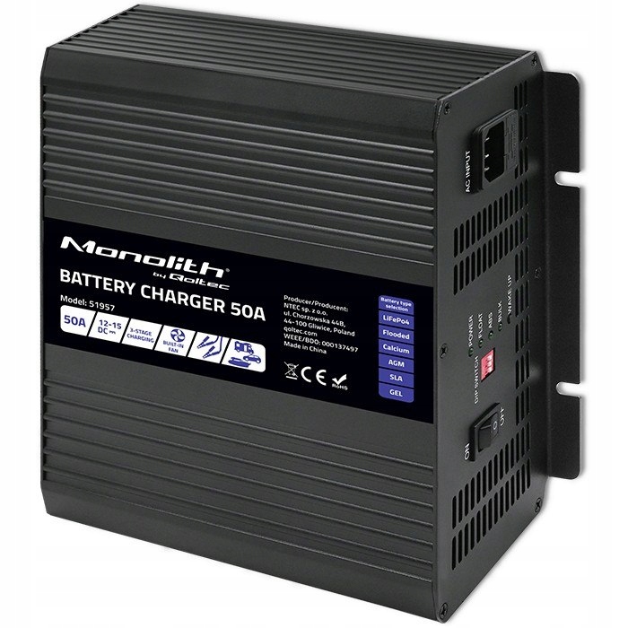 Ładowarka Qoltec Smart Monolith charger for LiFePO4 Agm Gel Sla 50A 12V